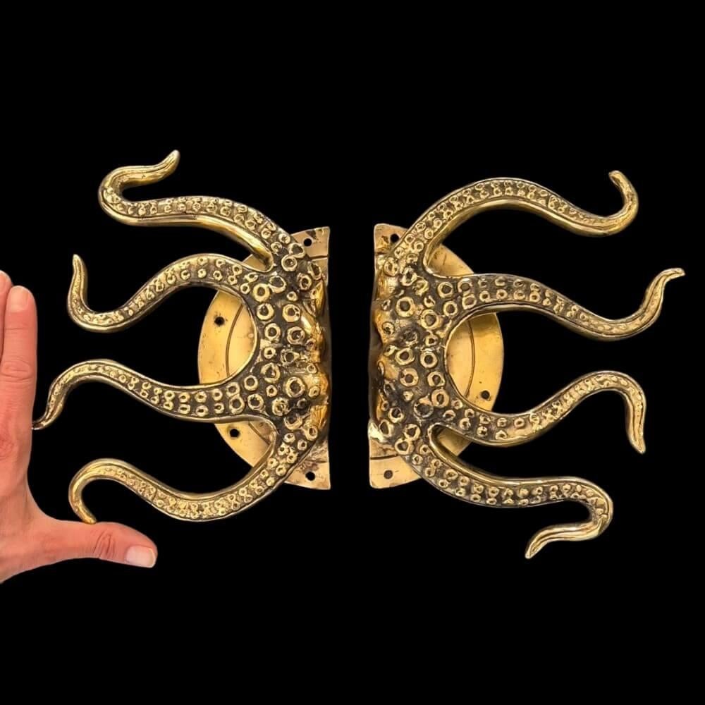 Deurgrepen set octopus messing goudkleurig tentakels, Antiek en Kunst, Ophalen of Verzenden