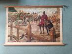 Oude schoolplaat van ridder toernooi in Haarlem, Antiek en Kunst, Antiek | Schoolplaten, Ophalen, Geschiedenis