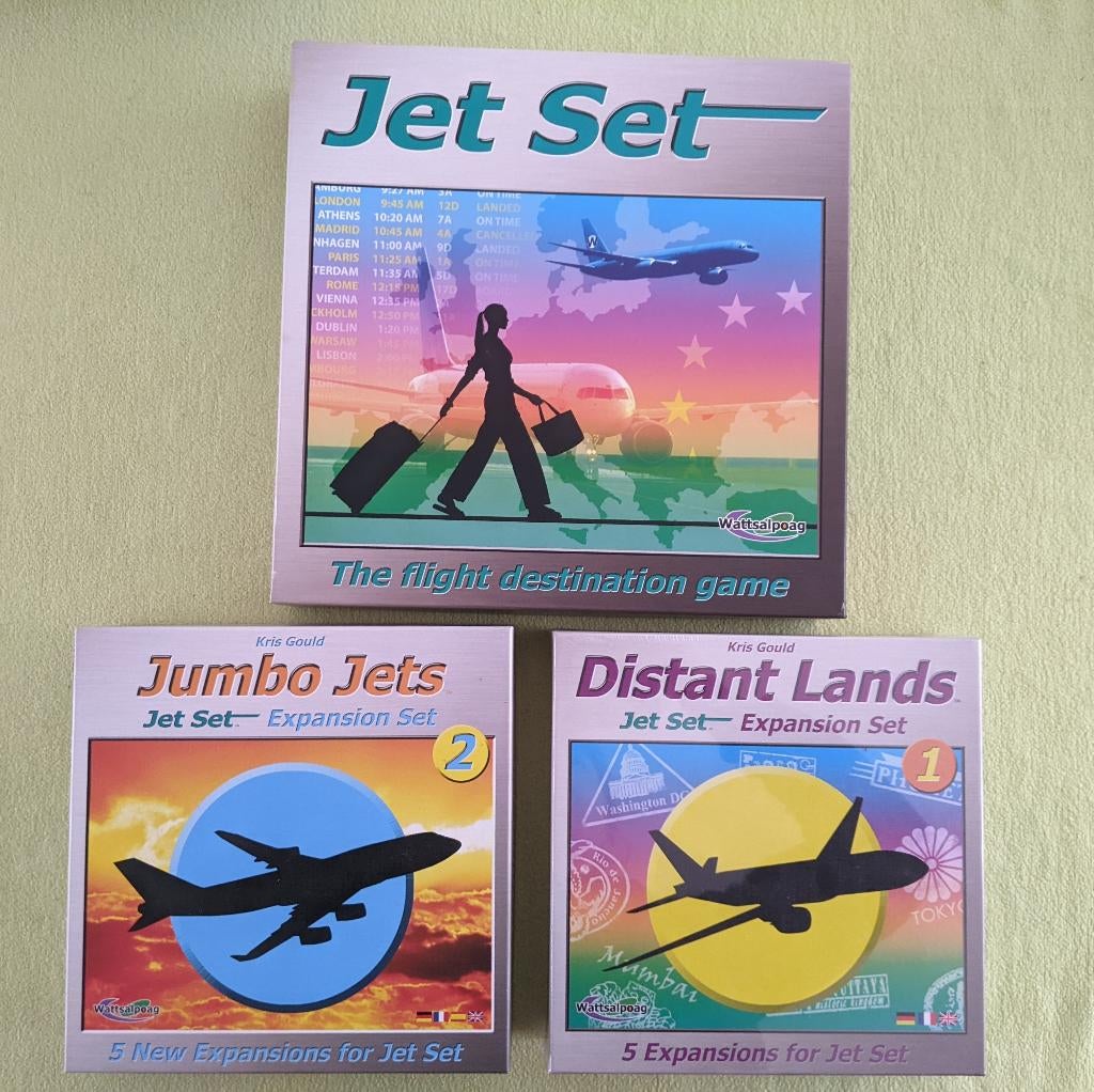 Bordspel Jet Set inclusief 2 uitbreidingen, Hobby en Vrije tijd, Gezelschapsspellen | Bordspellen, Een of twee spelers, Ophalen of Verzenden