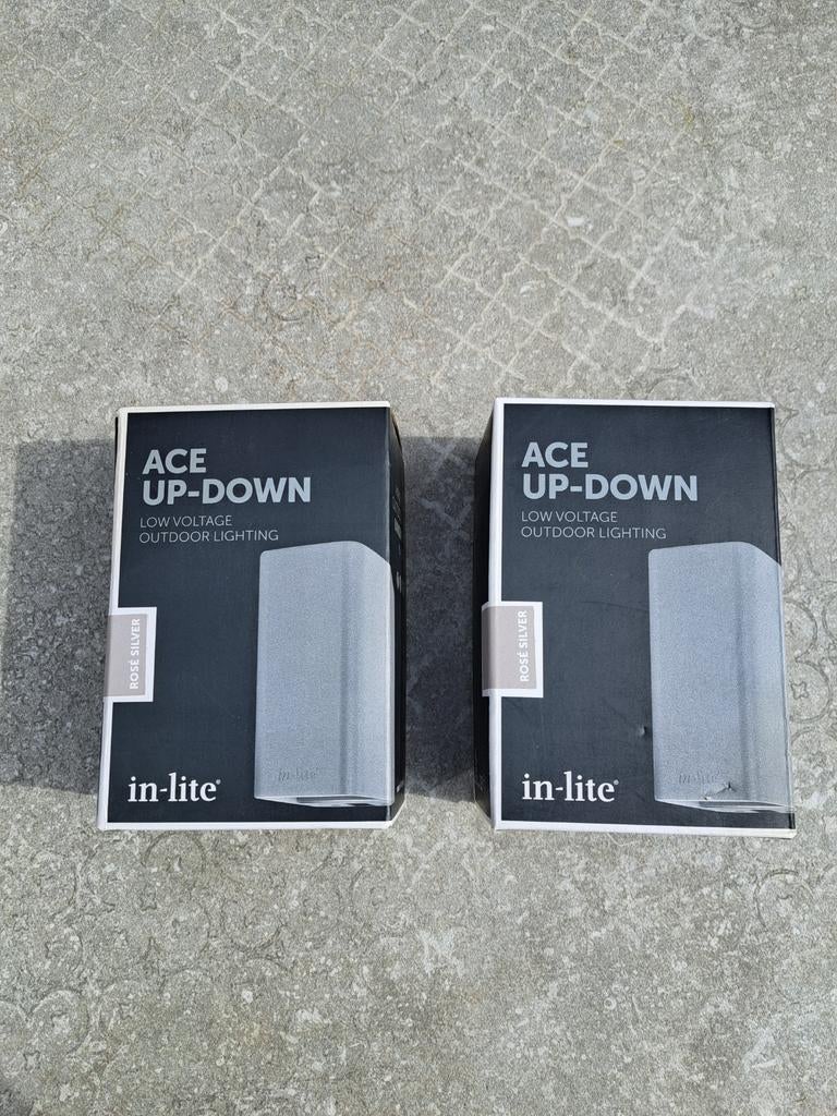 In-lite ACE UP-DOWN buitenverlichting rose silver, Minder dan 50 watt, Wandlamp, Ophalen of Verzenden, Netvoeding