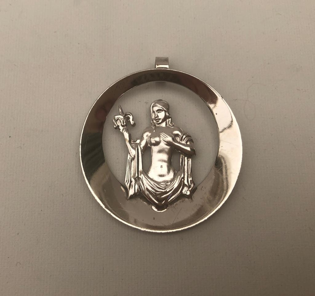 Zilveren  ( 835) Hanger - Sterrenbeeld Maagd, Gebruikt, Ophalen of Verzenden, Kruis of Symbool, Zilver