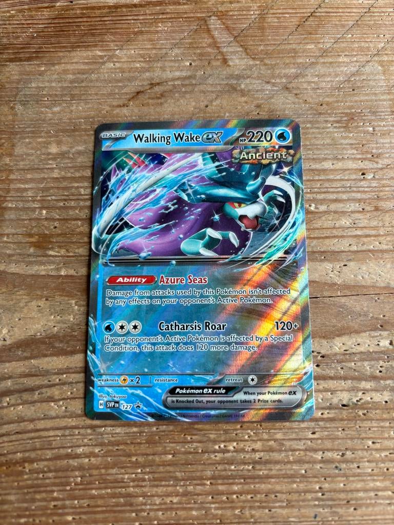 Pokémon Walking Wake ex promo, Ophalen of Verzenden, Gebruikt, Losse kaart, Foil