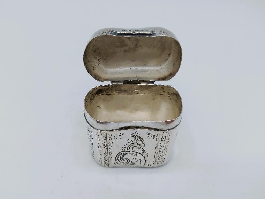 Zilveren lodereindoosje, Wed. v. Halteren, Schoonhoven, 1877, Verzenden, Zilver