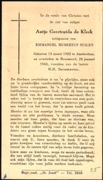 Klerk de Antje Geertruida Amsterdam 1822-1960 Roermond, Verzamelen, Ophalen of Verzenden