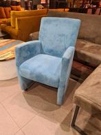 Eetkamerstoel fauteuil blauw ribstof op wieltjes €50, Ophalen, Industrieel landelijk barok brocante koloniaal boheems vintage