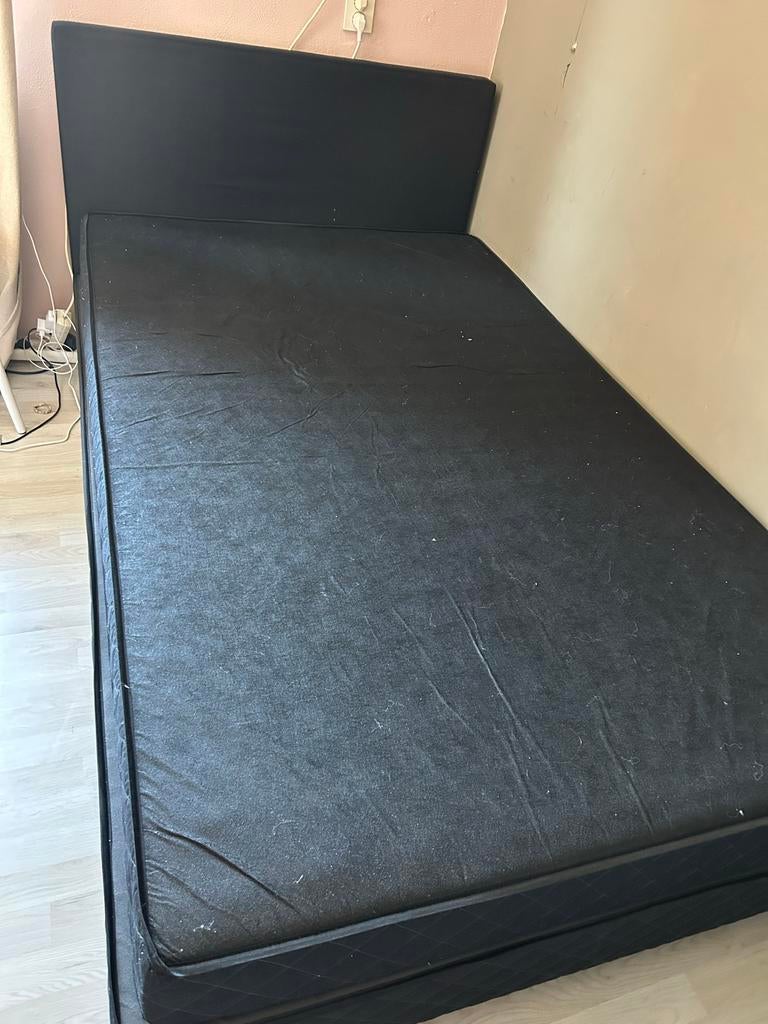 Boxspring Leenbakker 120x200 donker Bruin, Gebruikt, Bruin, Ophalen of Verzenden, Twijfelaar