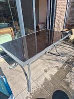 Tuintafel met glazen blad 160x90 cm, Ophalen, Gebruikt, Rechthoekig, Metaal