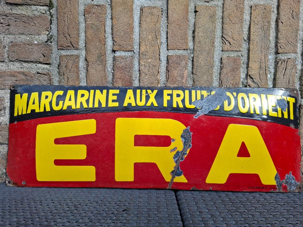 Oud emaillebord Era Margarine (Emaillerie Belge), Ophalen of Verzenden, Nieuw, Reclamebord