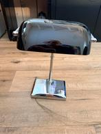 Notaris bureau lamp - Zilveren voet, zwarte kap, Huis en Inrichting, Lampen | Tafellampen, Ophalen, Gebruikt, Metaal, Minder dan 50 cm