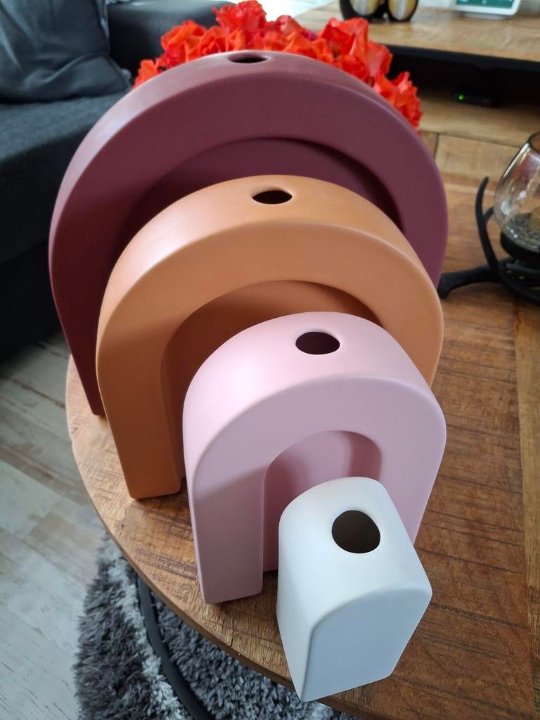 Set van 4 moderne regenboog vazen, Overige kleuren, 50 tot 75 cm, Aardewerk of Porselein, Ophalen of Verzenden