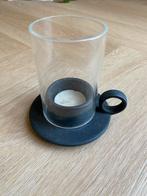 Stolp kandelaar zwart glas, Overige materialen, Zwart, Ophalen of Verzenden, Zo goed als nieuw