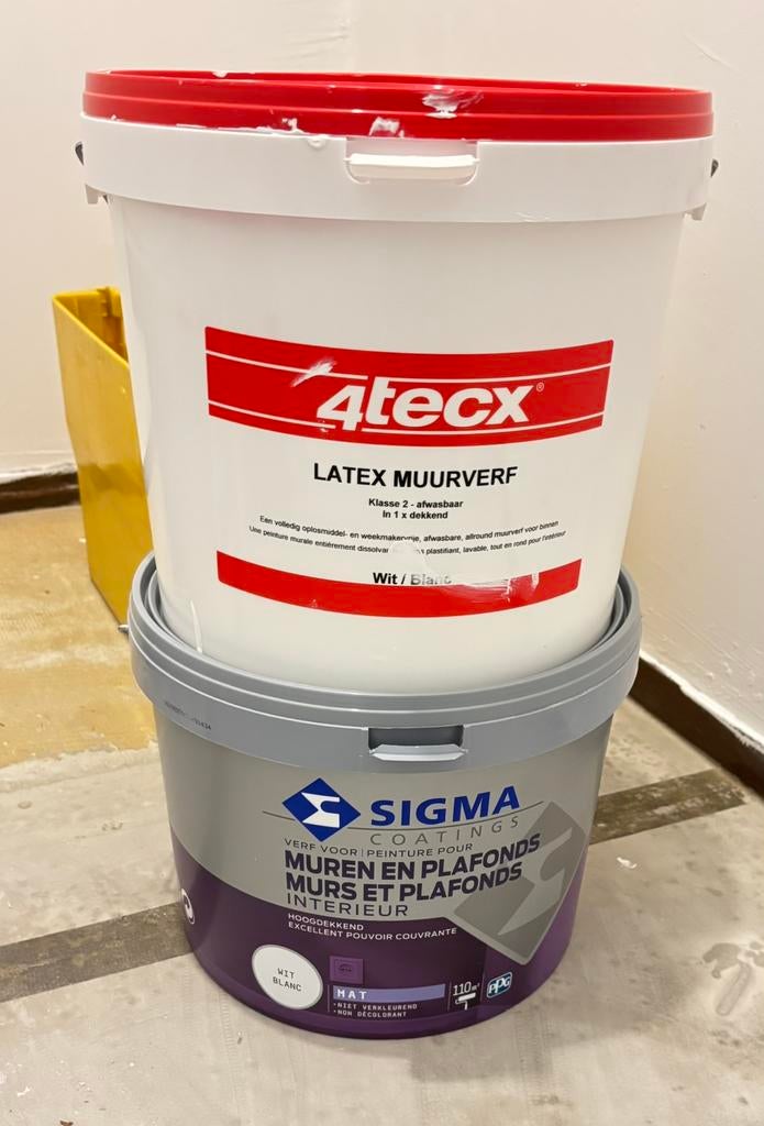 Signa latex en 4Tecx latex, Doe-het-zelf en Verbouw, Verf, Beits en Lak, Ophalen, Wit