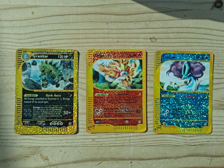 3 WOTC Boxtoppers (Entei, Tyranitar, Suicune), Hobby en Vrije tijd, Verzamelkaartspellen | Pokémon, Gebruikt, Ophalen of Verzenden