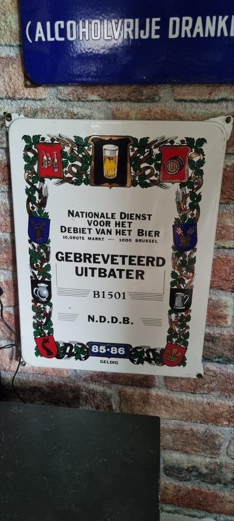 Emaille bord debiet van het bier café horeca, Verzamelen, Ophalen of Verzenden, Gebruikt, Reclamebord