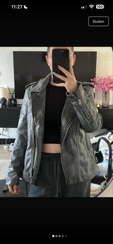 Zara leren jas XS - Nieuw met kaartjes, Ophalen of Verzenden, Nieuw, Maat 34 (XS) of kleiner, Grijs