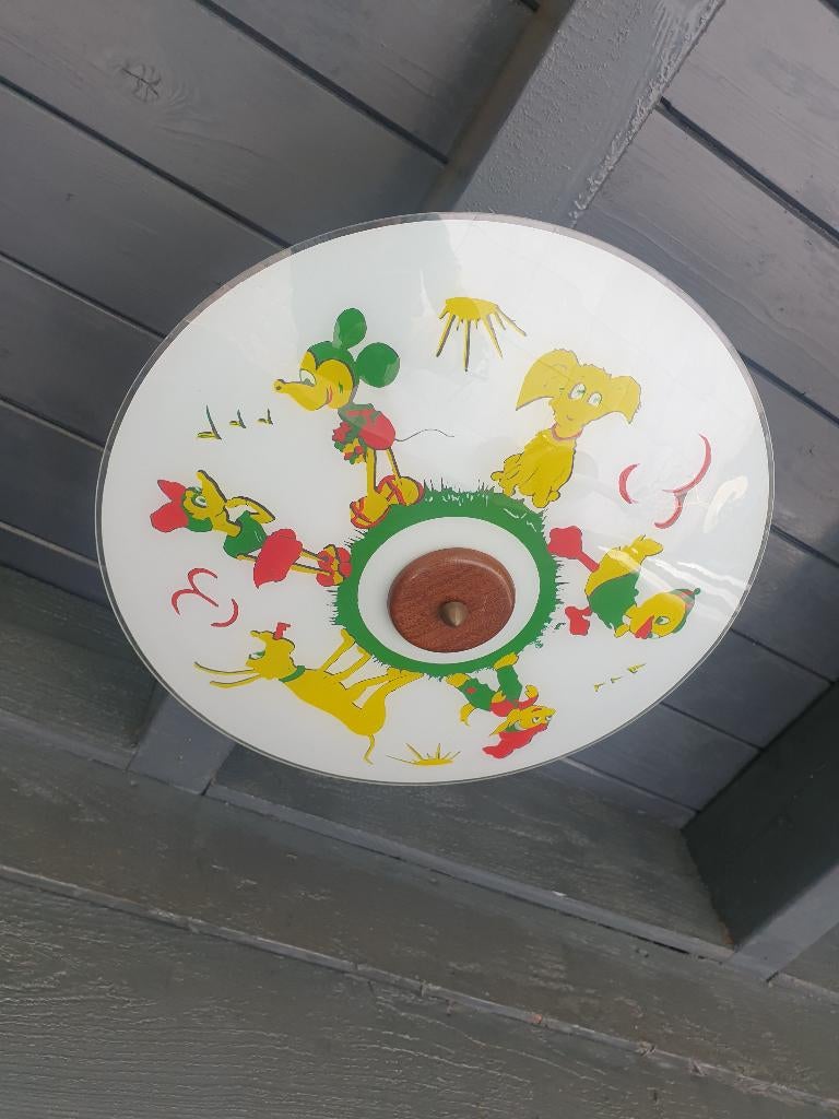 Disney Plafonniere Schaallamp Jaren'60, Ophalen of Verzenden, Gebruikt, Glas, Jaren'60
