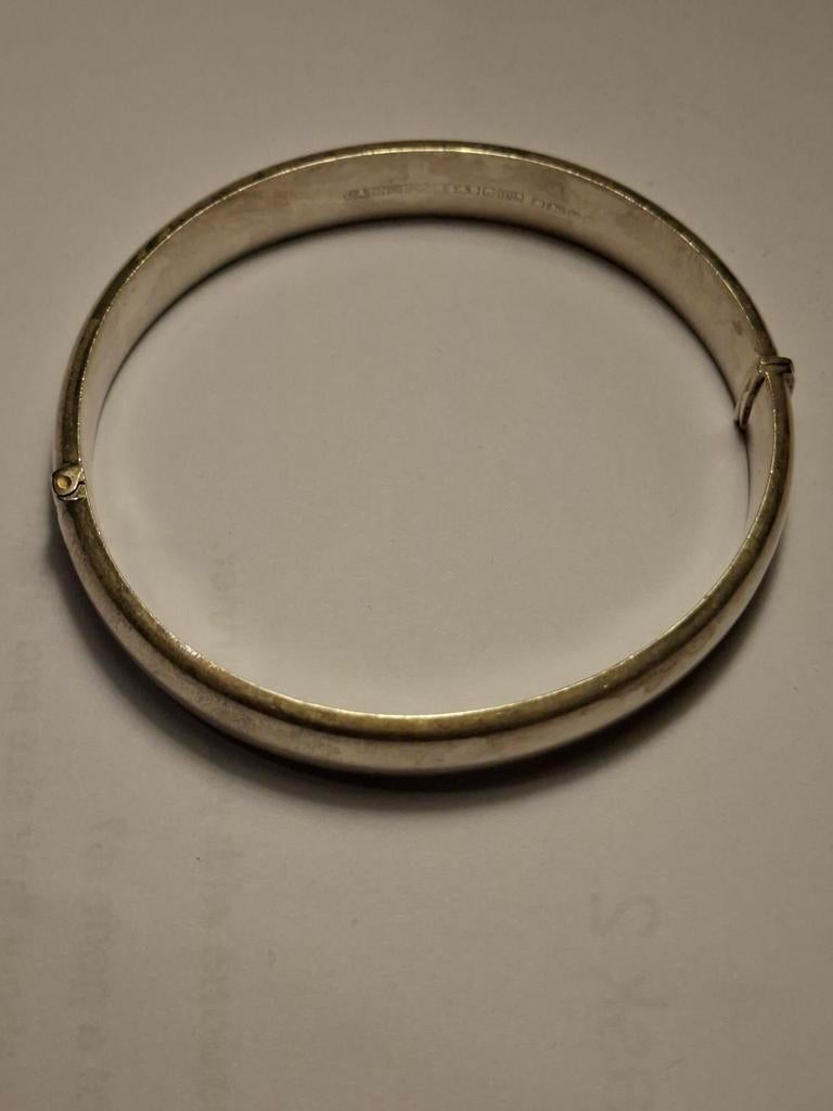 Engels zilveren slavenarmband eind 20ste eeuw, Antiek en Kunst, Antiek | Goud en Zilver, Ophalen of Verzenden, Zilver