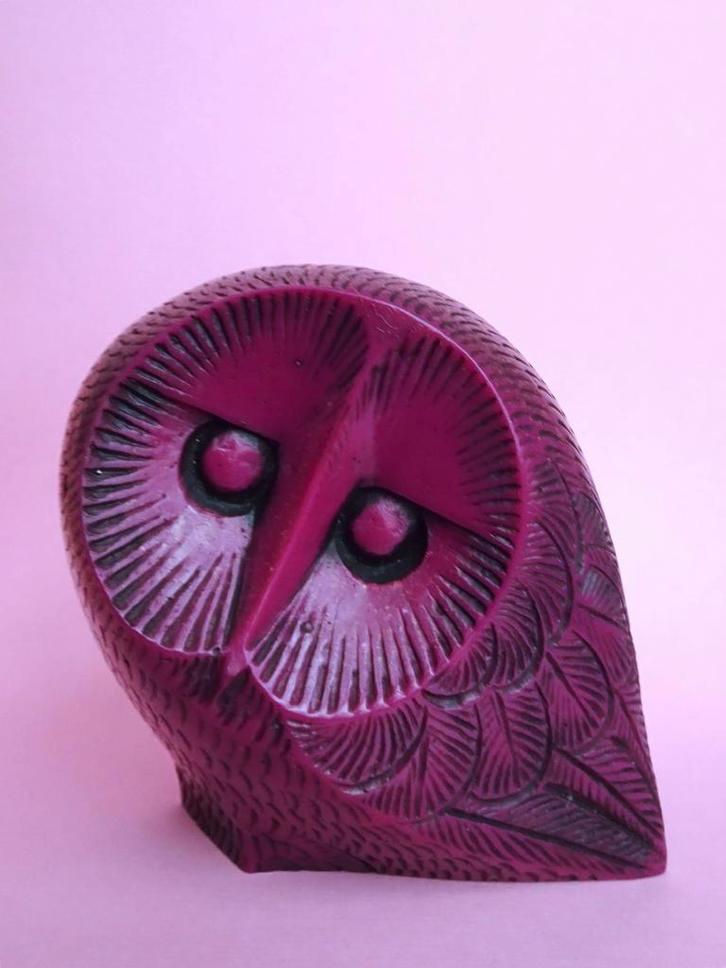 Vintage 60s 70s uil uiltje beeld beeldje paars design retro, Verzamelen, Beelden en Beeldjes, Zo goed als nieuw, Dier, Ophalen