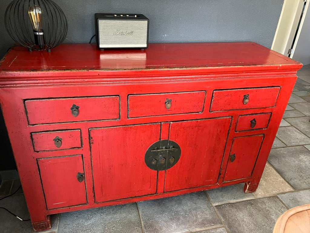 Chinese antieke dressoir. Mooie rode kleur., Ophalen, Gebruikt, Chinees, 25 tot 50 cm