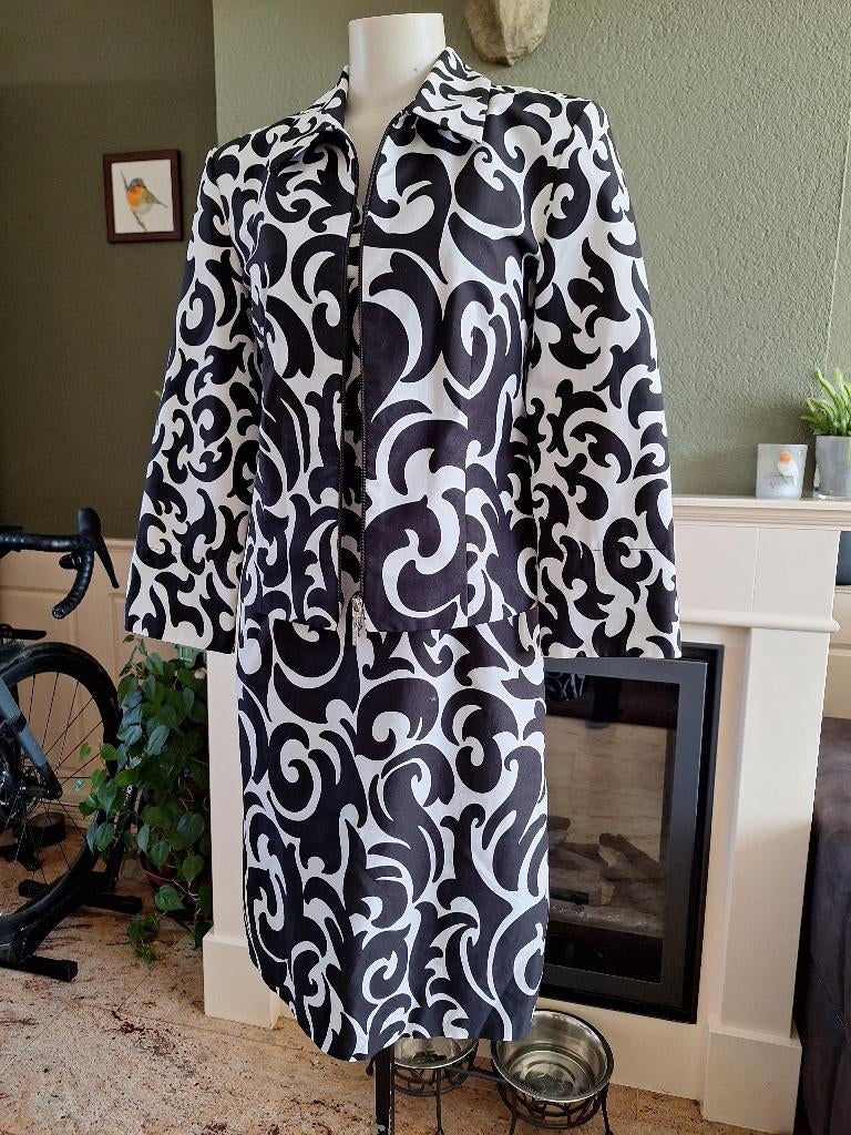 Joseph Ribkoff Zwart wit 2 delige jurk blazer pak 36 S, Kostuum of Pak, Verzenden, Zwart, Joseph Ribkoff