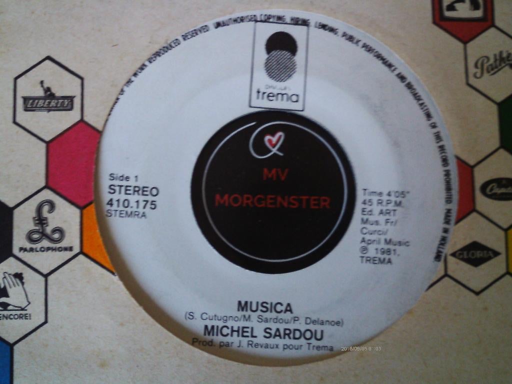 michel sardou - musica 21a, Cd's en Dvd's, Vinyl Singles, 7 inch, Ophalen of Verzenden, Pop, Single
