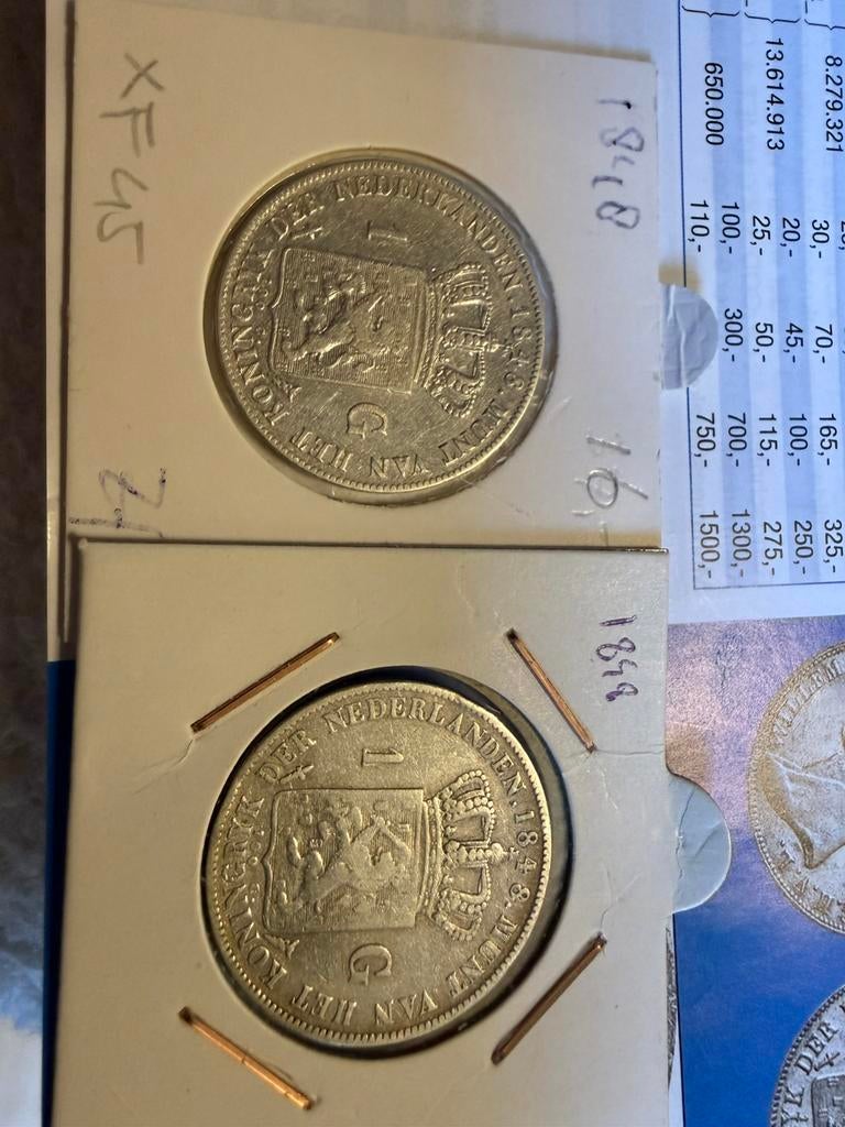 Setje 1848 willem II guldens, Postzegels en Munten, Munten | Nederland, 1 gulden, Setje, Zilver, Ophalen of Verzenden