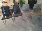 8 eetkamerstoelen in diverse kleuren en stijlen, Ophalen, Gebruikt, Modern, industrieel, Zwart