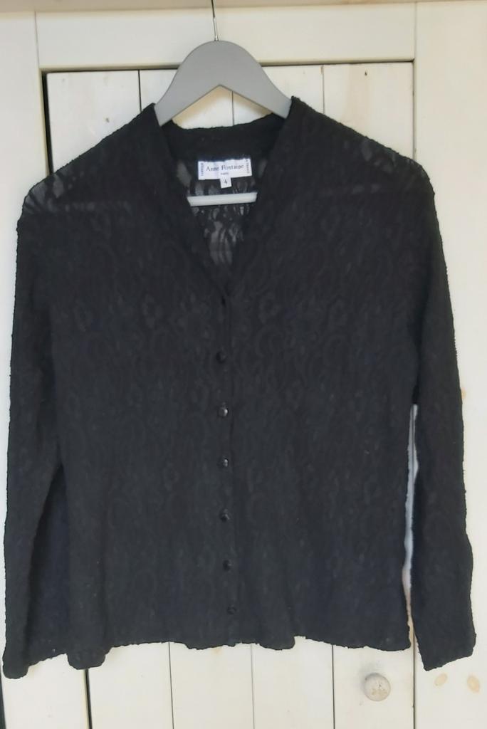 Anna Fontaine design dames blouse/top maat 4 (38) zwart kant, Zwart, Anne fontaine, Zo goed als nieuw, Ophalen