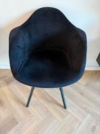 4x Zwarte fluwelen eetkamerstoelen, Huis en Inrichting, Ophalen, Zwart, Zo goed als nieuw, Vier