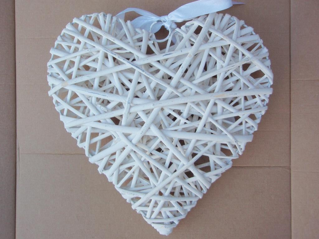 Riet gevlochten - groot wit Hart, 31 cm, 31 cm, Nieuw, Ophalen of Verzenden