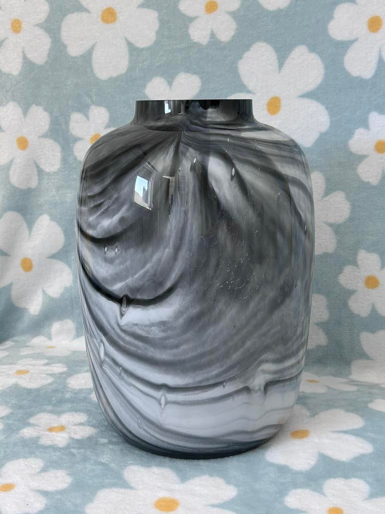 Vaas marble marmer effect grijs wit, Ophalen, Overige kleuren, Minder dan 50 cm, Glas