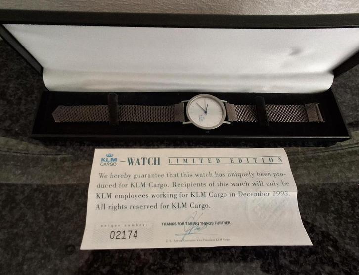 KLM Cargo horloge  (limited edition) uitgegeven in 1993, Verzamelen, Luchtvaart en Vliegtuigspotten, Zo goed als nieuw, Overige typen