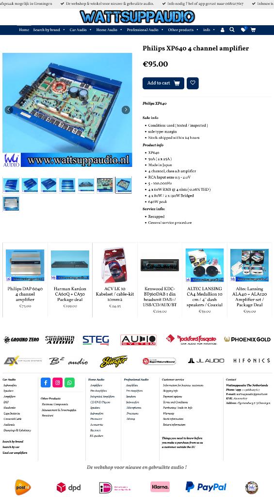 Philips XP640 4 kanaals versterker / Made in Japan, Gebruikt, ., Ophalen of Verzenden, .