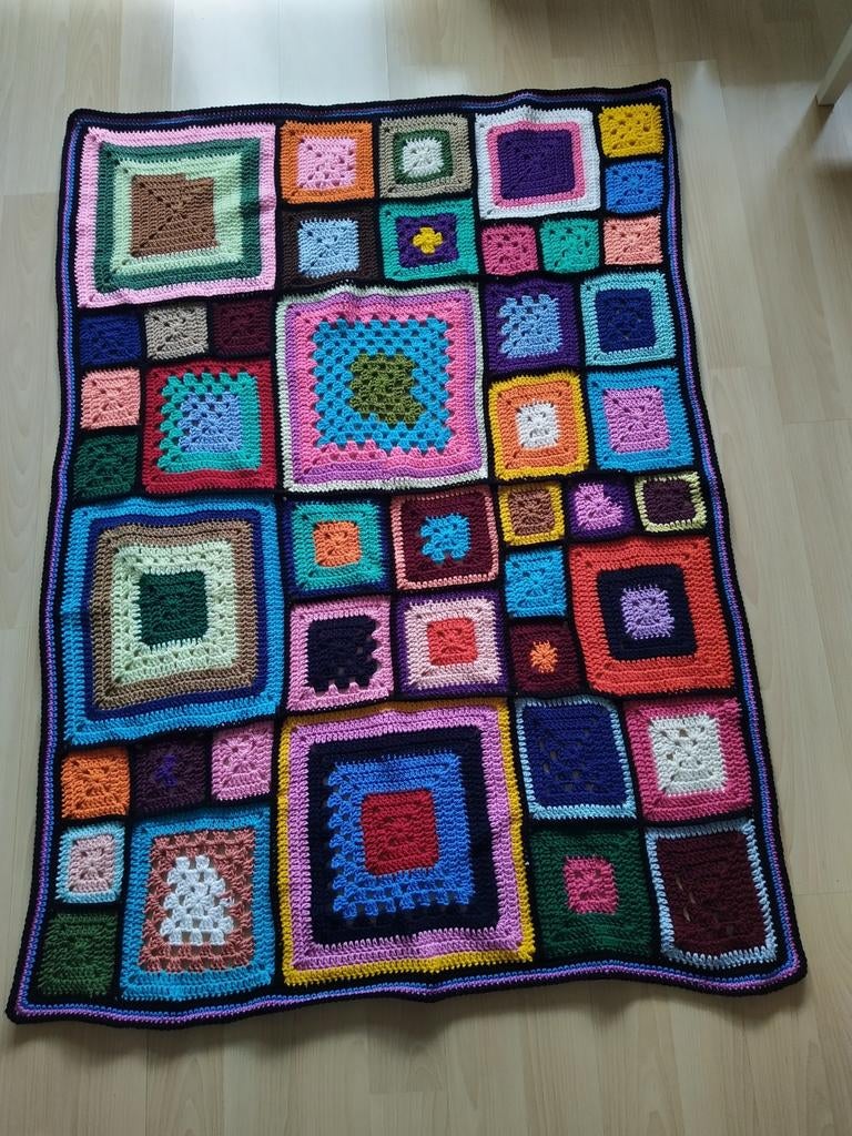 Nieuw Handgehaakt Sprei/Deken - Granny Squares Patroon, Ophalen of Verzenden, Nieuw