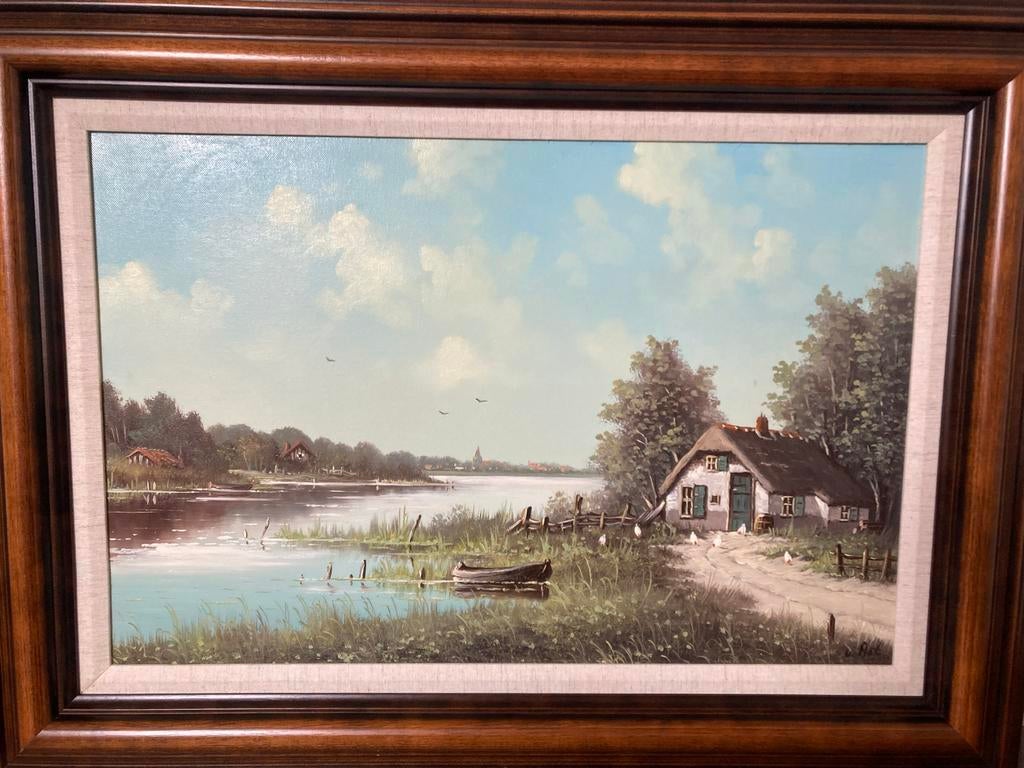 Mooi bod gevraagd! Olieverf schilderij prachtige staat!, Antiek en Kunst, Kunst | Schilderijen | Klassiek, Ophalen