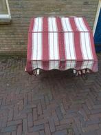 bordeau rood/witte markies zonnescherm, Minder dan 150 cm, Ophalen, Gebruikt, Markies