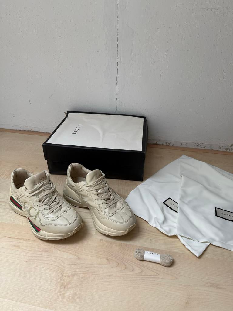 Gucci Rhyton sneakers - Maat 41, Ophalen, Zo goed als nieuw, Beige, Sneakers of Gympen