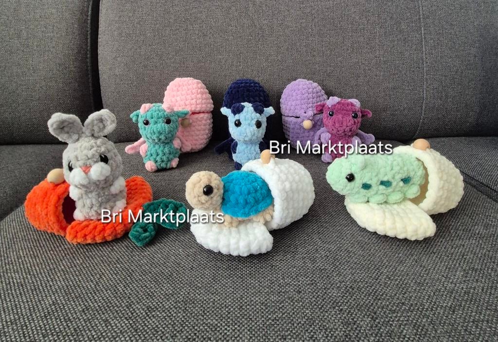 Gehaakt dier per set, in huisje, cocon, ei, wortel, Ophalen of Verzenden, Nieuw, Haken