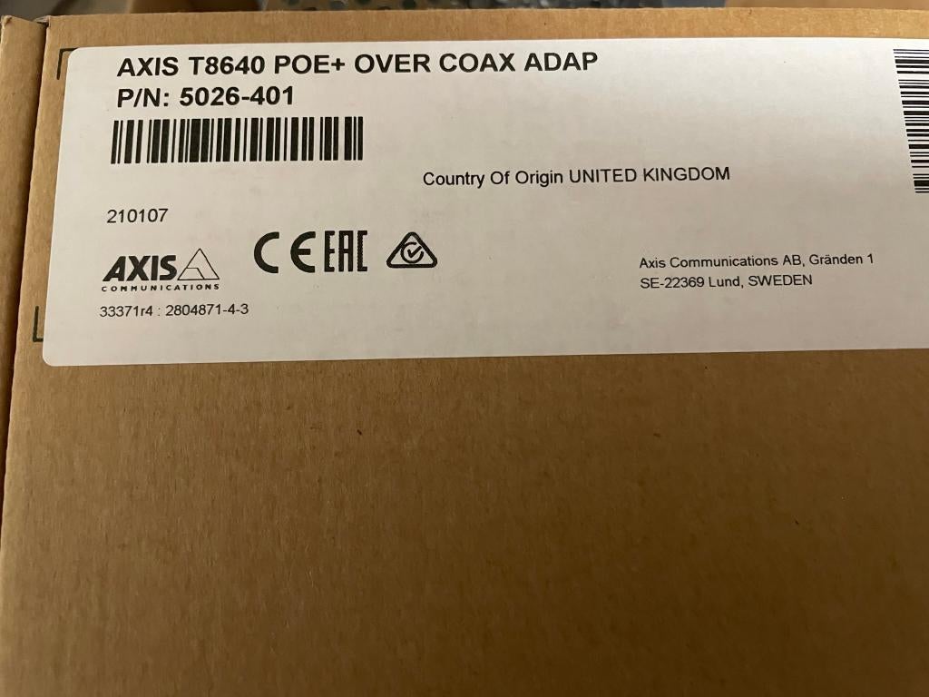 Axis T8640 POE+ Over Coax ADAP, Audio, Tv en Foto, Videobewaking, Ophalen of Verzenden, Nieuw, Buitencamera