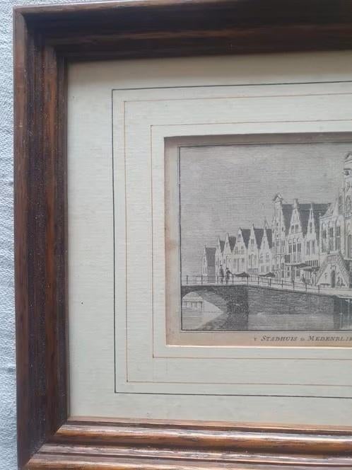 Orig. kopergravure Hendrik Spilman 1726 Stadhuis Medemblik, Ophalen