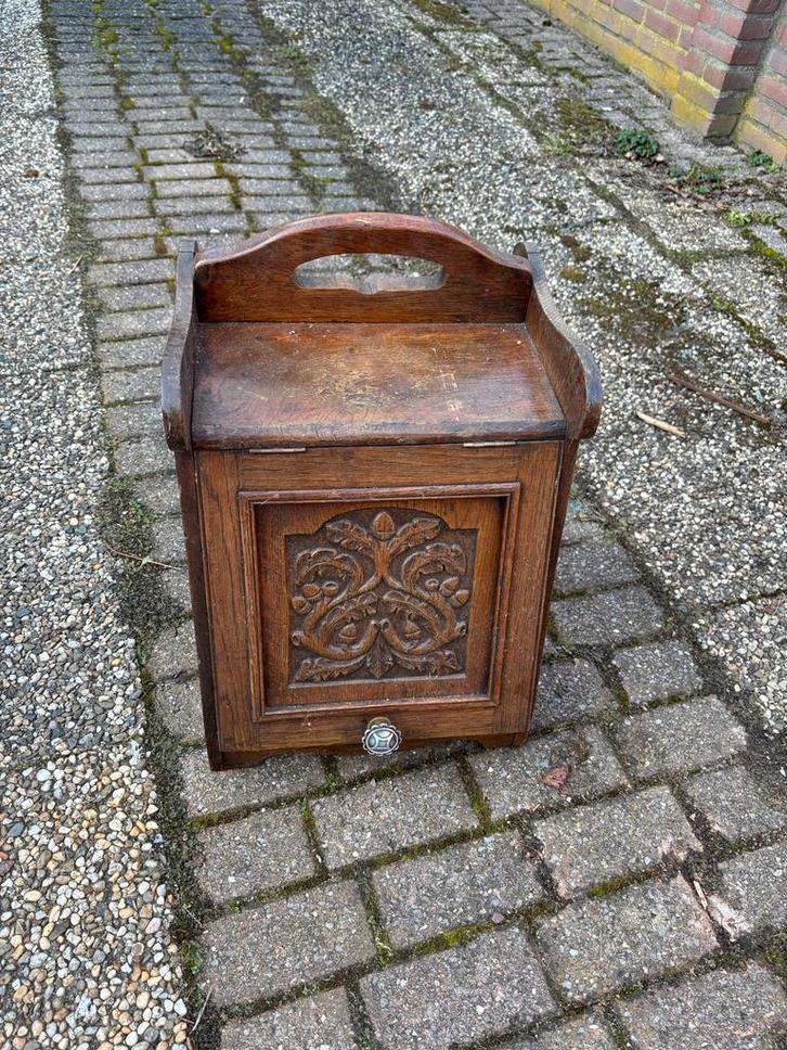 Antieke kolenkit met schep - Houtsnijwerk, Antiek en Kunst, Antiek | Woonaccessoires, Ophalen of Verzenden