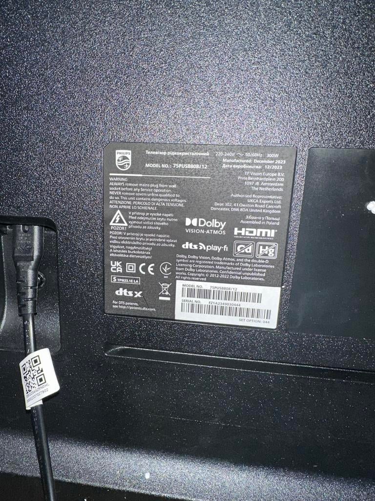 Philips TV nieuw ! met kapot scherm - voor onderdelen, Ophalen, Philips, 50 Hz, 4k (UHD)