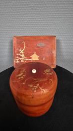 Antiek naaigarnituren doosje en cilinder voor bolletje wol, Ophalen of Verzenden