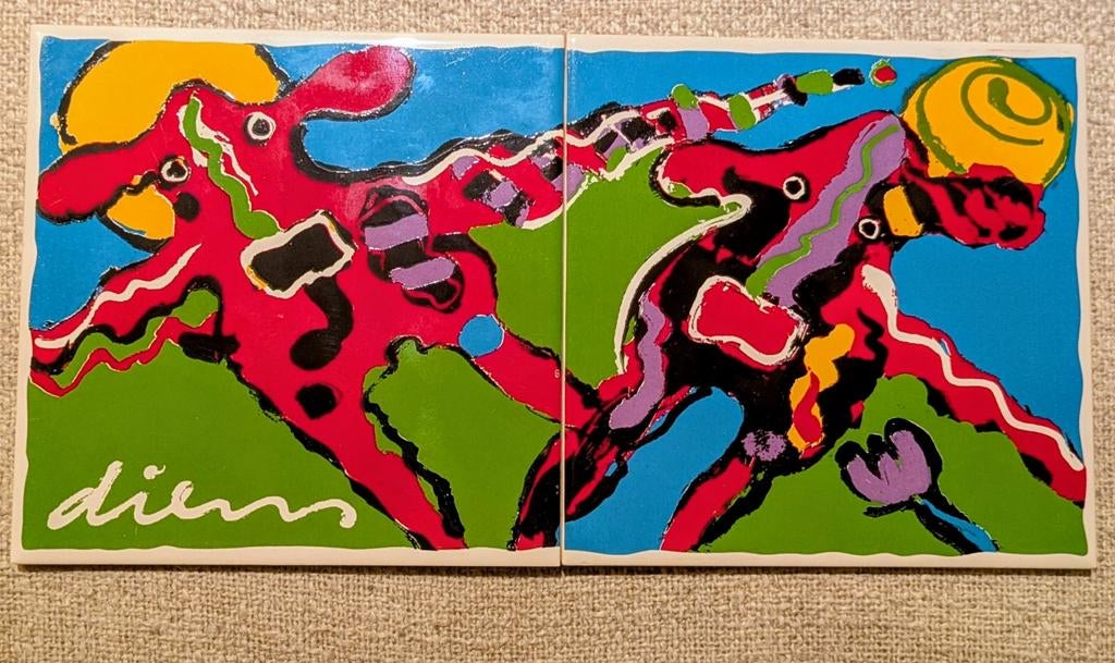 Keramieke tegeltjes| Peter Diem| vliegende koeien, Ophalen of Verzenden