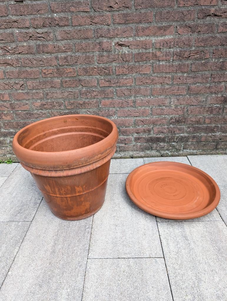 TERRACOTTA pot incl schaal GROOT 50 rond, Tuin en Terras, Bloempotten, Ophalen, Gebruikt, 40 cm of meer, Rond