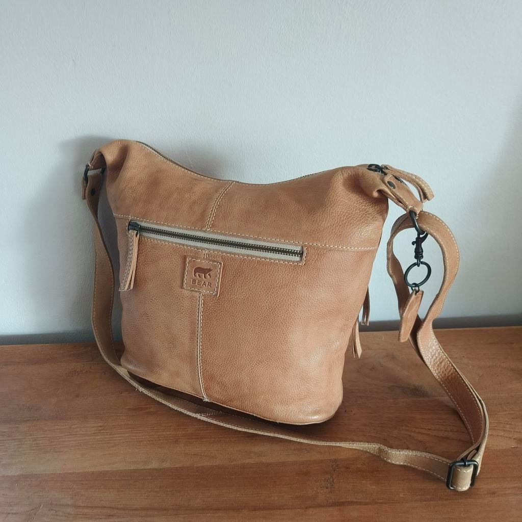 Echt lederen cross over tas van BEAR, Ophalen of Verzenden, Zo goed als nieuw, Bruin, Handtas