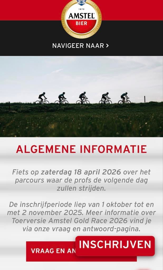 Ticker Amstel Gold Race Toureditie (150km), Tickets en Kaartjes, Eén persoon, April