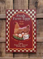 Fresh farm eggs kippen reclamebord van metaal wandbord deco, Info@deconoord.nl, Deco Noord, Nieuw, Ophalen of Verzenden