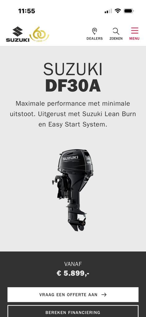 Suzuki DF 30A, Watersport en Boten, Buiten- en Binnenboordmotoren, Zo goed als nieuw, Benzine, Buitenboordmotor, 30 pk of meer