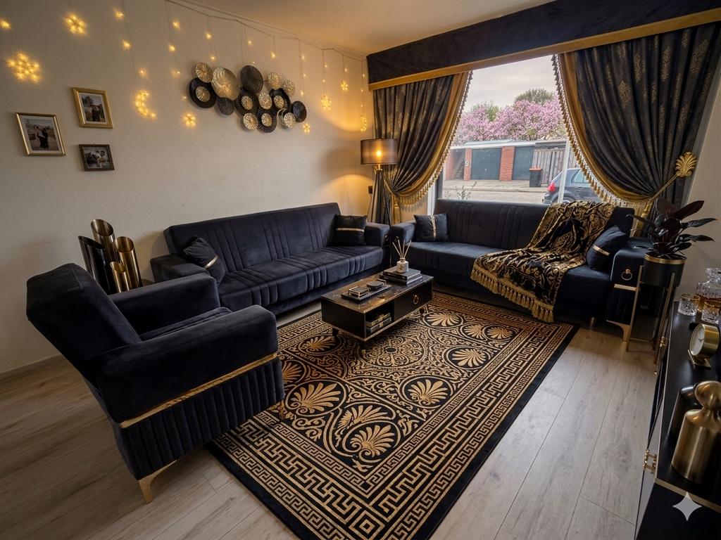 Luxe Design Slaapbank Set (3-delig) -Grijsblauw & Goud, Huis en Inrichting, Banken | Bankstellen, Ophalen, 75 tot 100 cm, Zo goed als nieuw